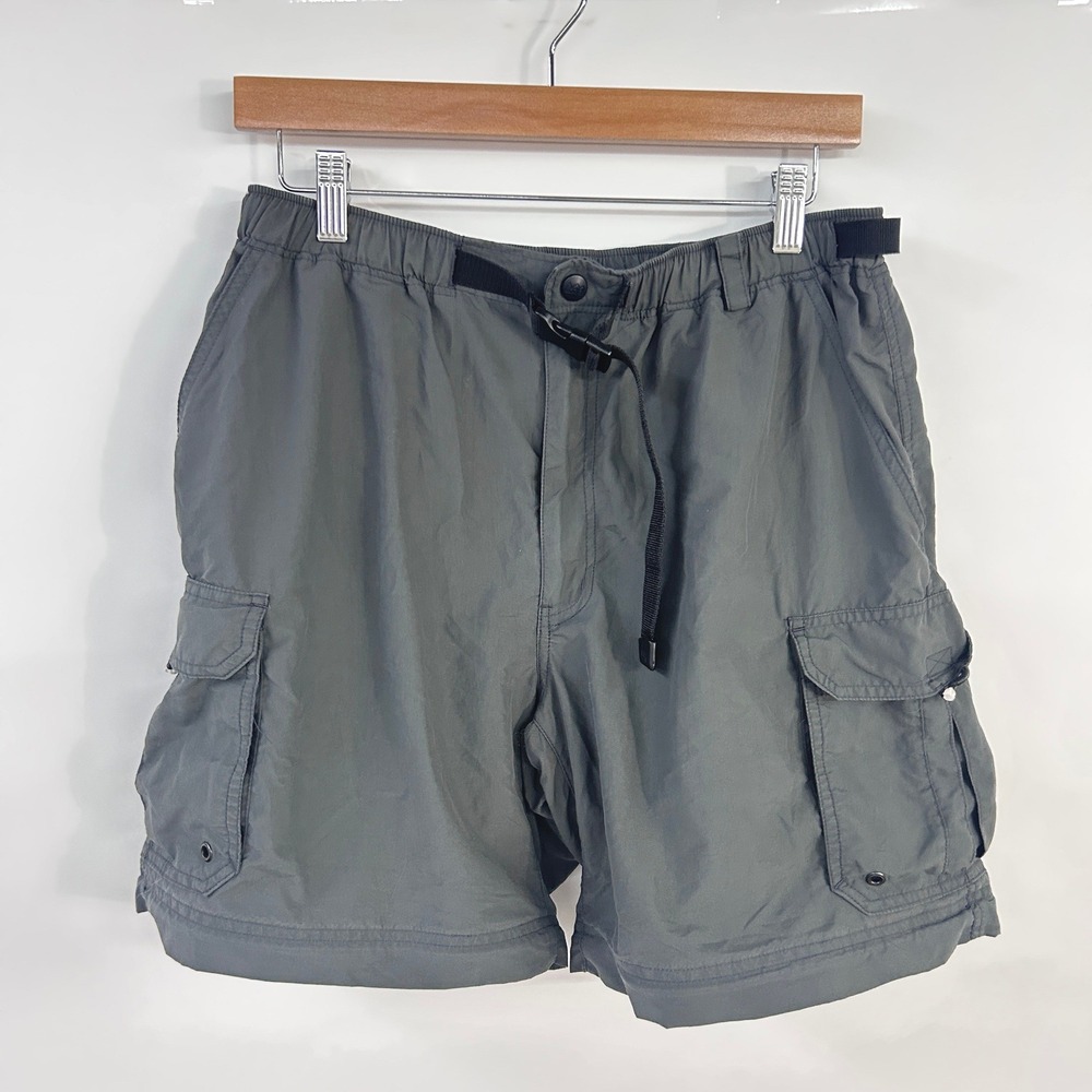REI Cargo Shorts Mens Medium Gray Nylon Belted UPF 50 Hiking Gorpcore Utility